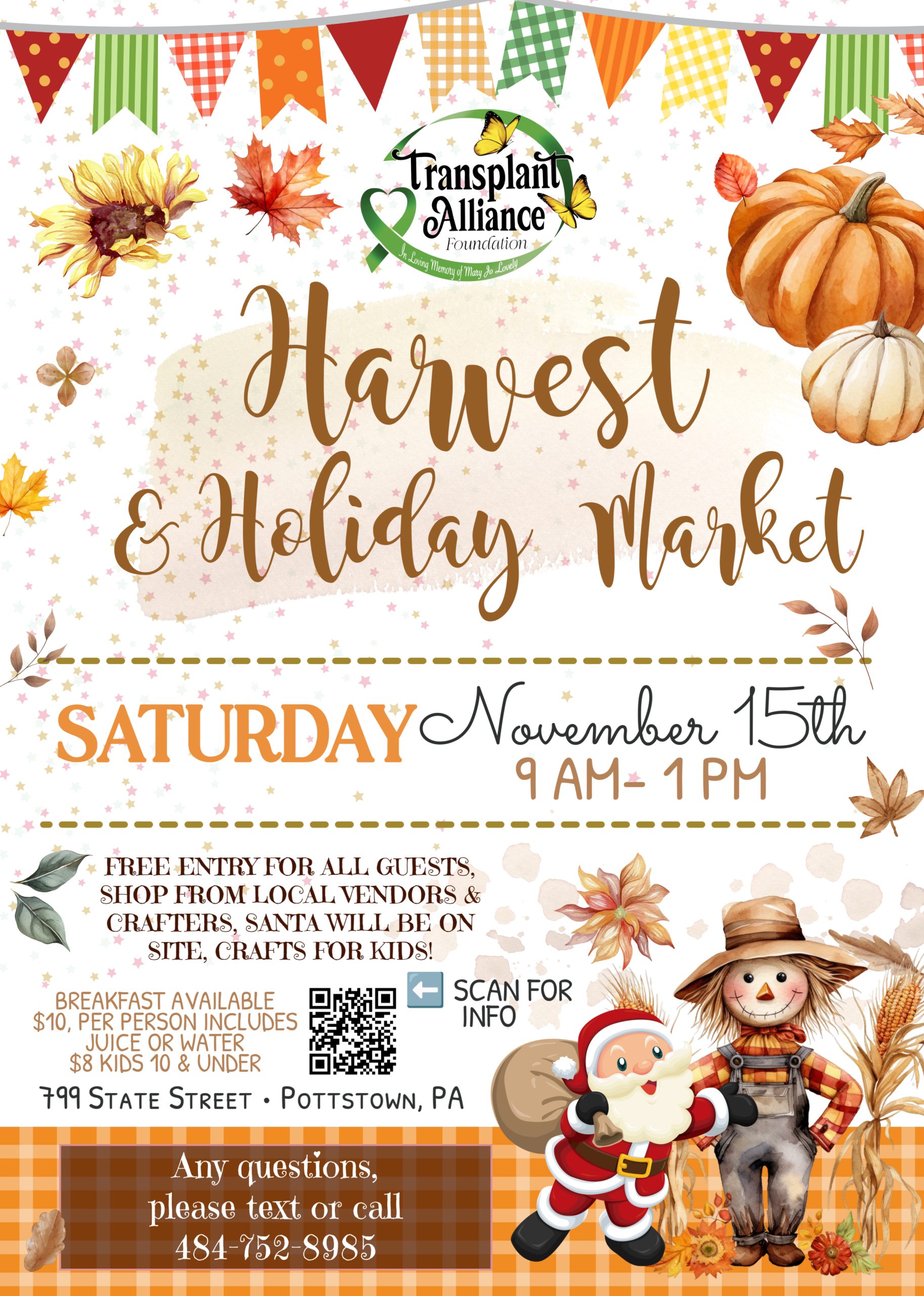 Harvest & Holiday Market: Saturday November 15th, 9am - 1pm. Free entry.